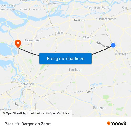 Best to Bergen op Zoom map