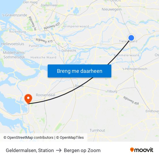 Geldermalsen, Station to Bergen op Zoom map