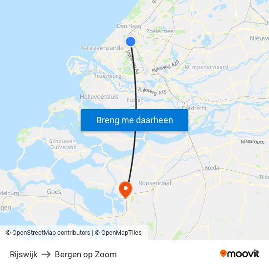 Rijswijk to Bergen op Zoom map