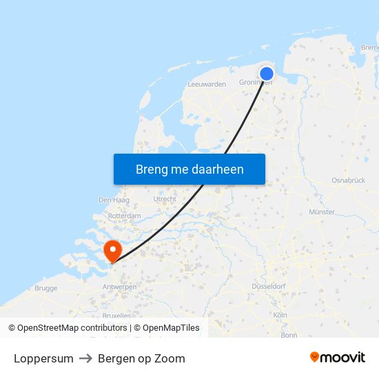 Loppersum to Bergen op Zoom map