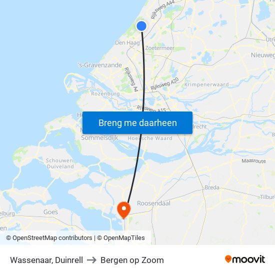Wassenaar, Duinrell to Bergen op Zoom map