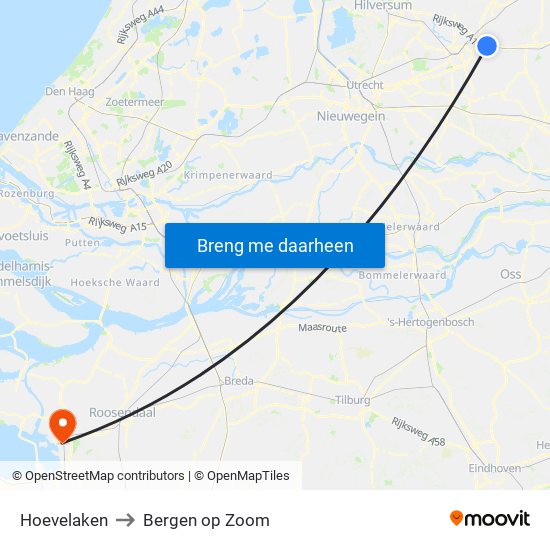 Hoevelaken to Bergen op Zoom map