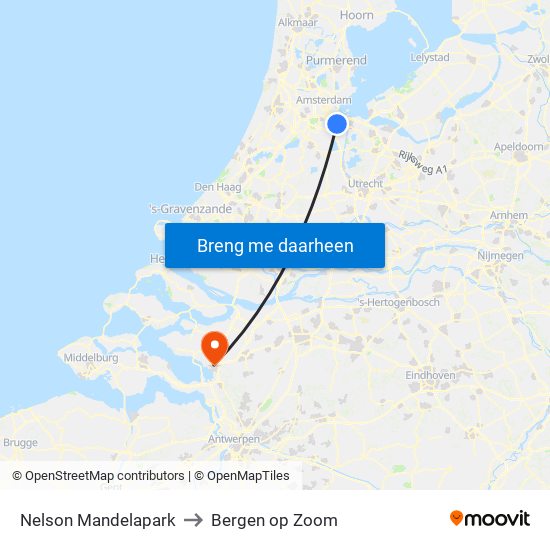 Nelson Mandelapark to Bergen op Zoom map