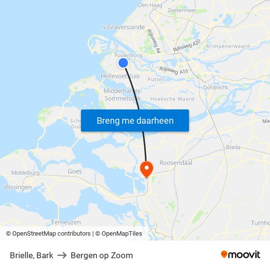 Brielle, Bark to Bergen op Zoom map