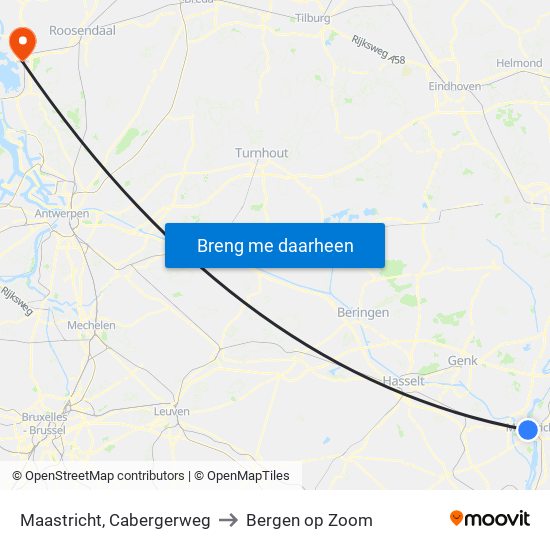 Maastricht, Cabergerweg to Bergen op Zoom map
