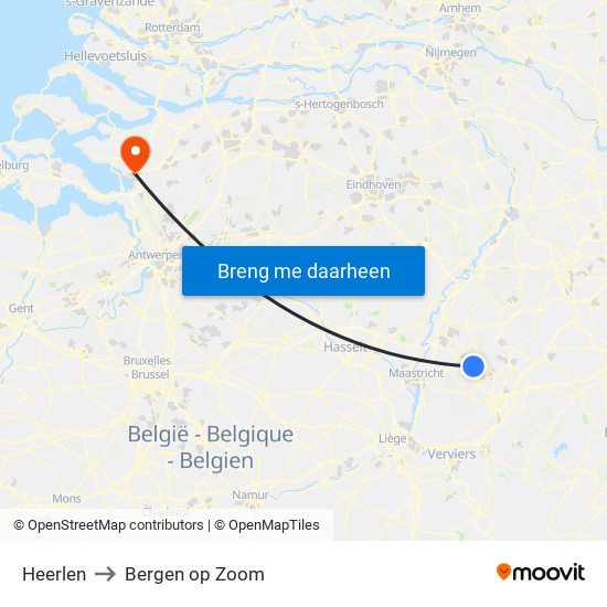 Heerlen to Bergen op Zoom map