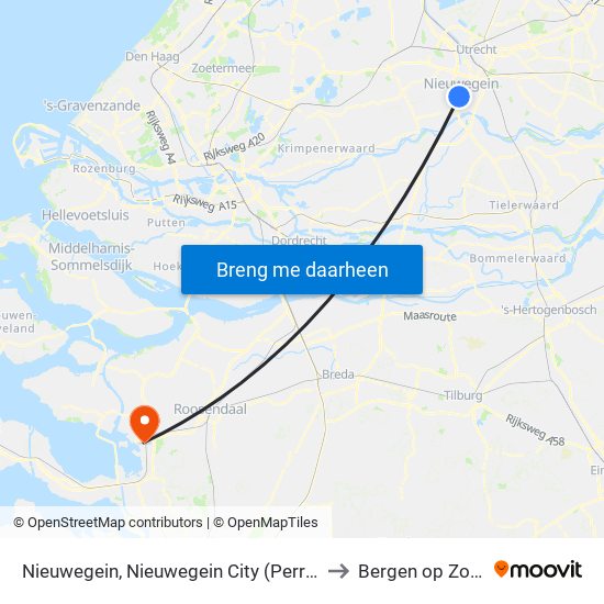 Nieuwegein, Nieuwegein City (Perron A) to Bergen op Zoom map