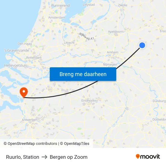 Ruurlo, Station to Bergen op Zoom map
