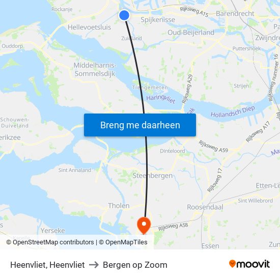 Heenvliet, Heenvliet to Bergen op Zoom map