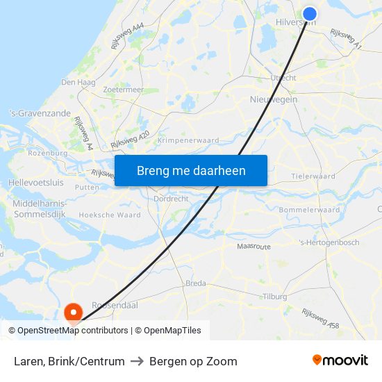 Laren, Brink/Centrum to Bergen op Zoom map