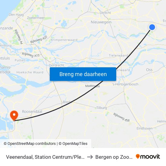 Veenendaal, Station Centrum/Plein to Bergen op Zoom map