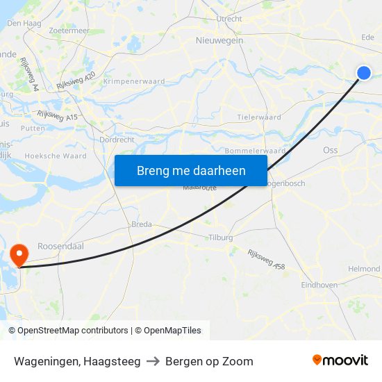 Wageningen, Haagsteeg to Bergen op Zoom map