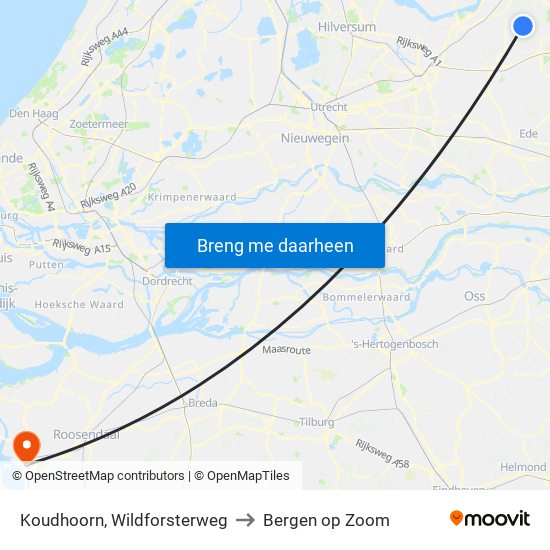 Koudhoorn, Wildforsterweg to Bergen op Zoom map