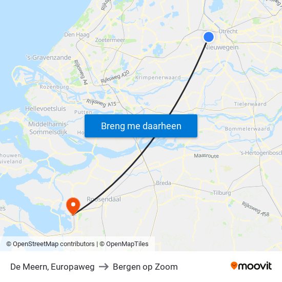 De Meern, Europaweg to Bergen op Zoom map