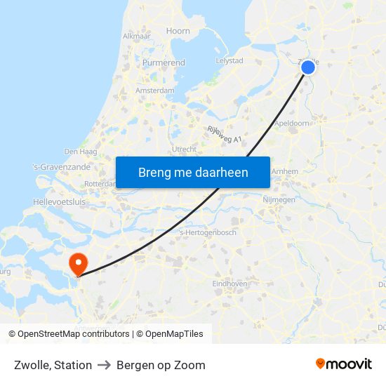 Zwolle, Station to Bergen op Zoom map
