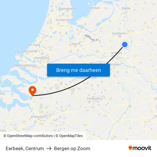 Eerbeek, Centrum to Bergen op Zoom map