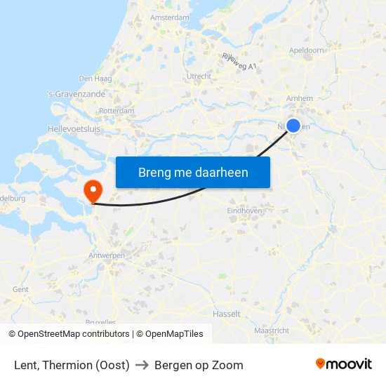 Lent, Thermion (Oost) to Bergen op Zoom map