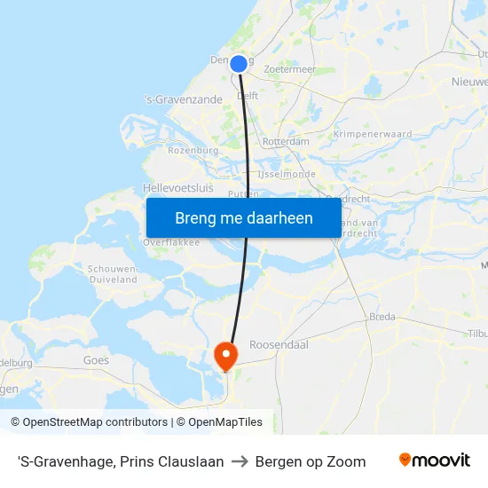 'S-Gravenhage, Prins Clauslaan to Bergen op Zoom map