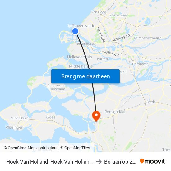 Hoek Van Holland, Hoek Van Holland Strand to Bergen op Zoom map