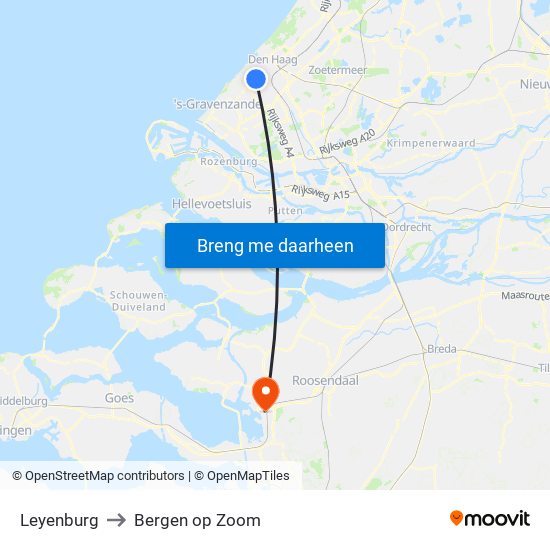 Leyenburg to Bergen op Zoom map