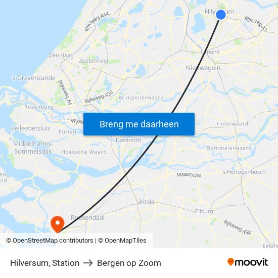 Hilversum, Station to Bergen op Zoom map