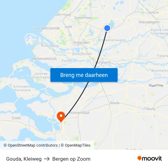 Gouda, Kleiweg to Bergen op Zoom map