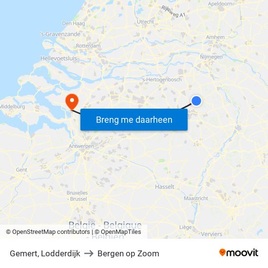 Gemert, Lodderdijk to Bergen op Zoom map
