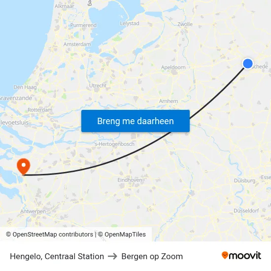 Hengelo, Centraal Station to Bergen op Zoom map