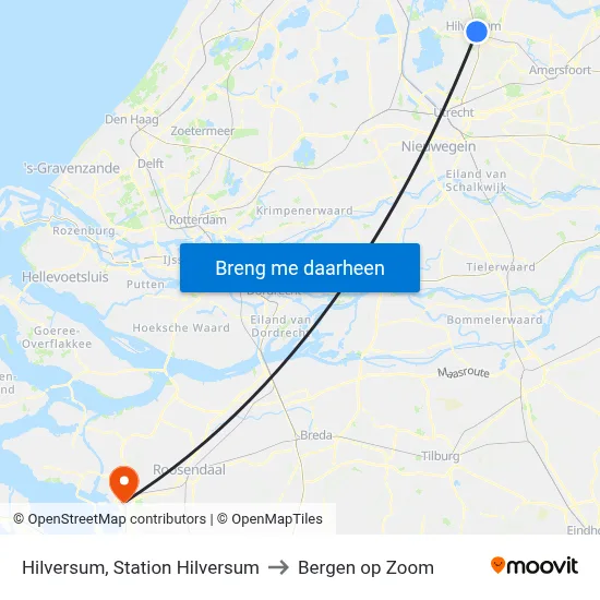 Hilversum, Station Hilversum to Bergen op Zoom map