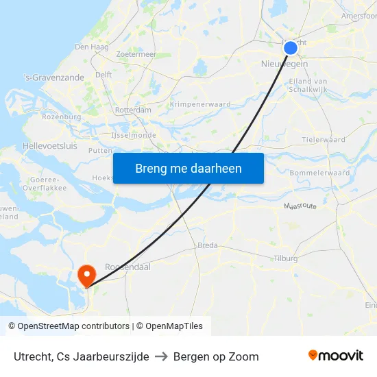 Utrecht, Cs Jaarbeurszijde to Bergen op Zoom map