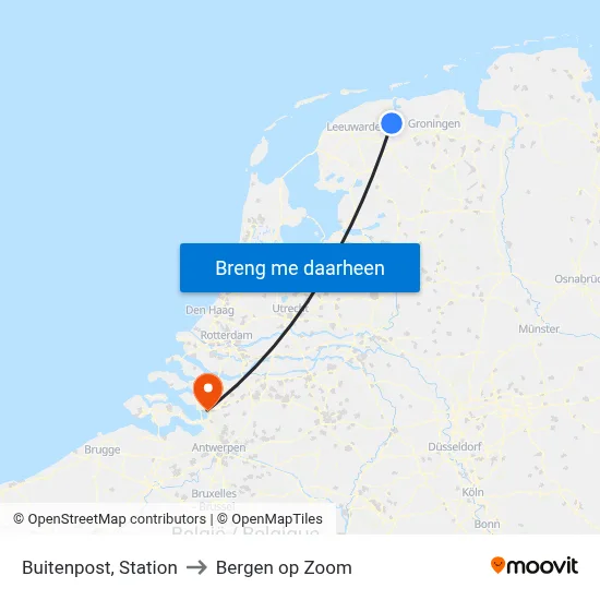 Buitenpost, Station to Bergen op Zoom map