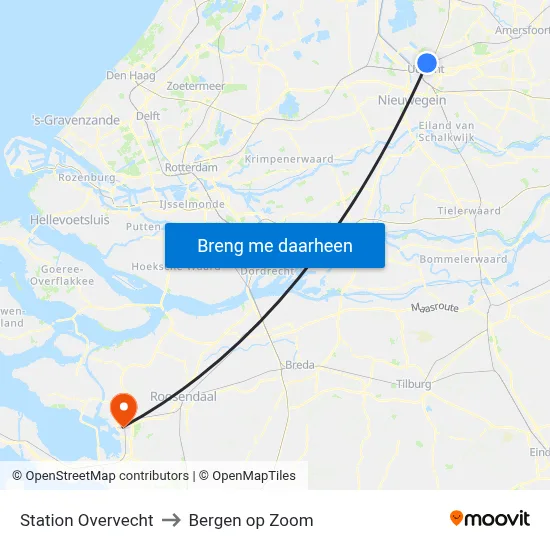 Station Overvecht to Bergen op Zoom map