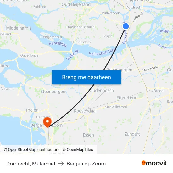 Dordrecht, Malachiet to Bergen op Zoom map