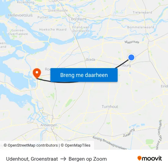 Udenhout, Groenstraat to Bergen op Zoom map