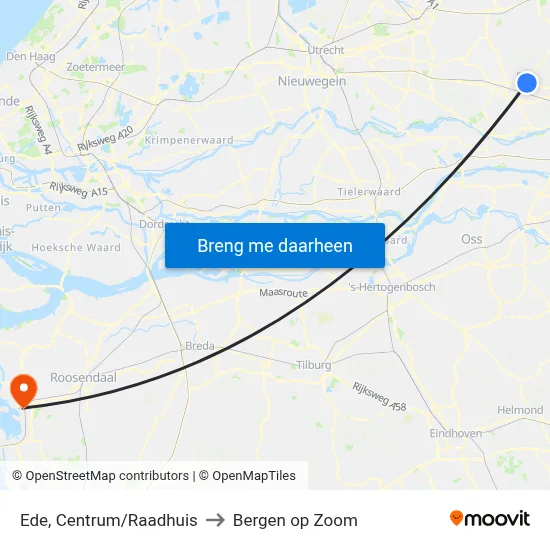 Ede, Centrum/Raadhuis to Bergen op Zoom map