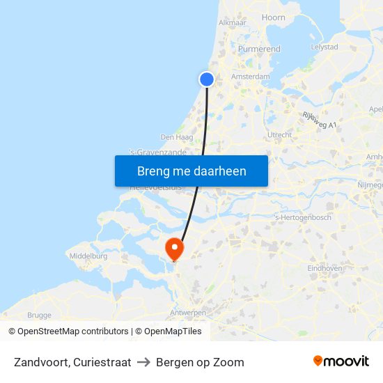 Zandvoort, Curiestraat to Bergen op Zoom map