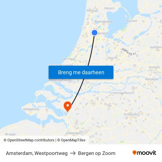 Amsterdam, Westpoortweg to Bergen op Zoom map