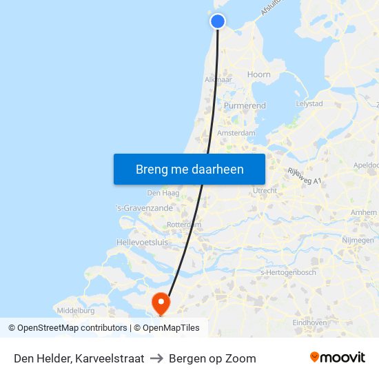 Den Helder, Karveelstraat to Bergen op Zoom map