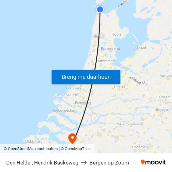 Den Helder, Hendrik Baskeweg to Bergen op Zoom map