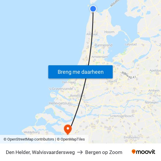 Den Helder, Walvisvaardersweg to Bergen op Zoom map