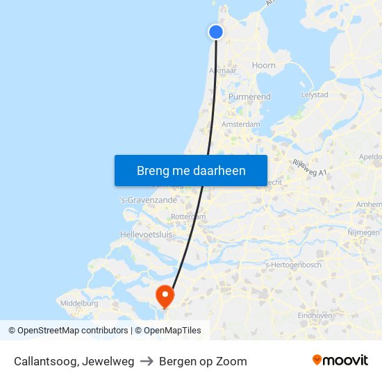 Callantsoog, Jewelweg to Bergen op Zoom map