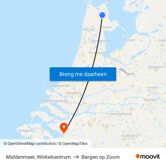 Middenmeer, Winkelcentrum to Bergen op Zoom map