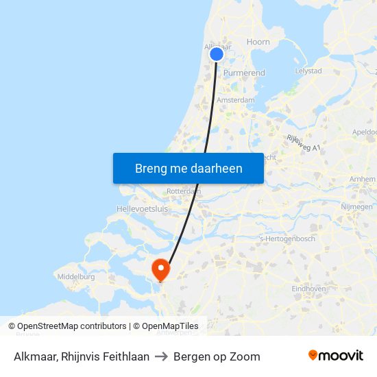 Alkmaar, Rhijnvis Feithlaan to Bergen op Zoom map