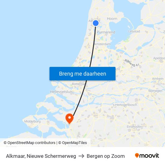 Alkmaar, Nieuwe Schermerweg to Bergen op Zoom map