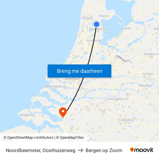 Noordbeemster, Oosthuizerweg to Bergen op Zoom map
