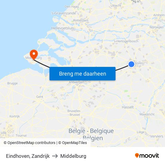 Eindhoven, Zandrijk to Middelburg map