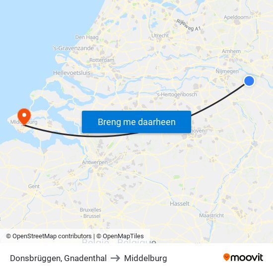 Donsbrüggen, Gnadenthal to Middelburg map