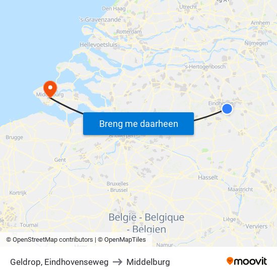 Geldrop, Eindhovenseweg to Middelburg map