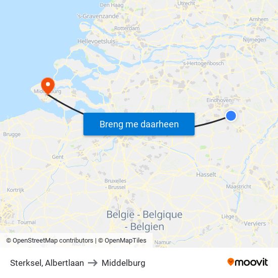 Sterksel, Albertlaan to Middelburg map