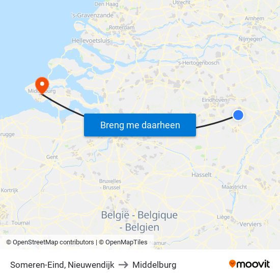 Someren-Eind, Nieuwendijk to Middelburg map
